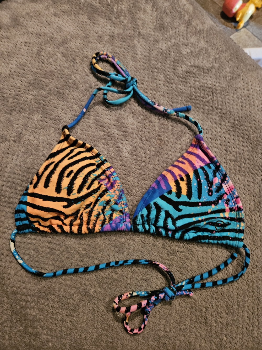 Kids Multicolor Zebra-Print Triangle Swim Top
